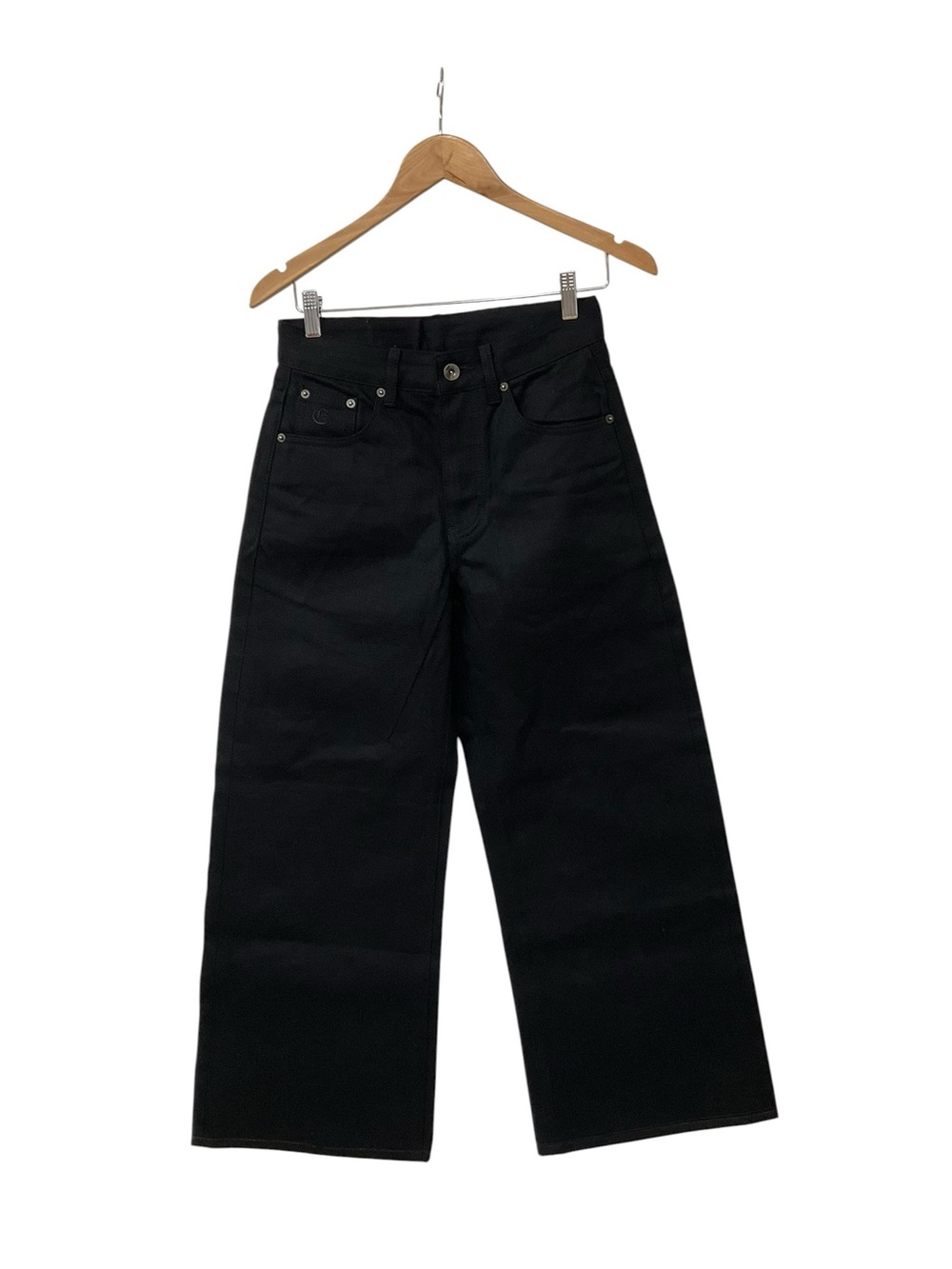 Elysian Japanese Selvedge Denim Baggy Jeans Jet Black Button Fly 26 X 26.5